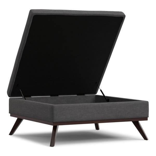 Dawnshire 40" Ottoman - Slate Gray Linen-Look Fabric - Lift-Up Lid 