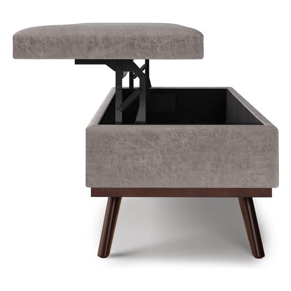 Wentworth Owen Lift Top 42" Ottoman - Distressed Gray Vegan Faux Leather 