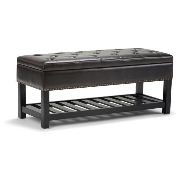 Alderley Lomond Storage Ottoman Bench - Tanners Brown Faux Leather 