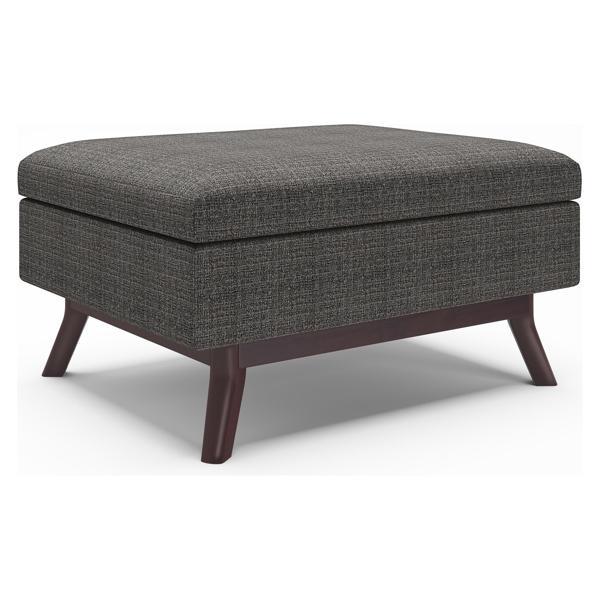 Quartz Owen Storage Ottoman - Ebony Tweed 