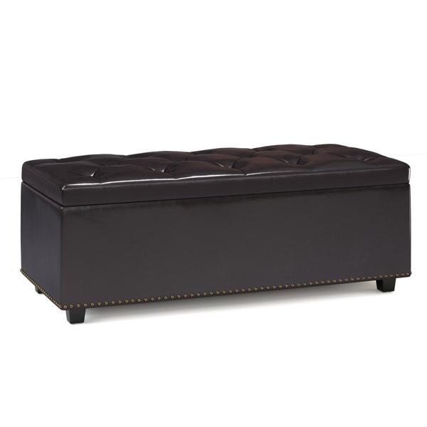 Seabrook Bay Hamilton Lift Top 44" Ottoman - Tanners Brown Faux Leather 