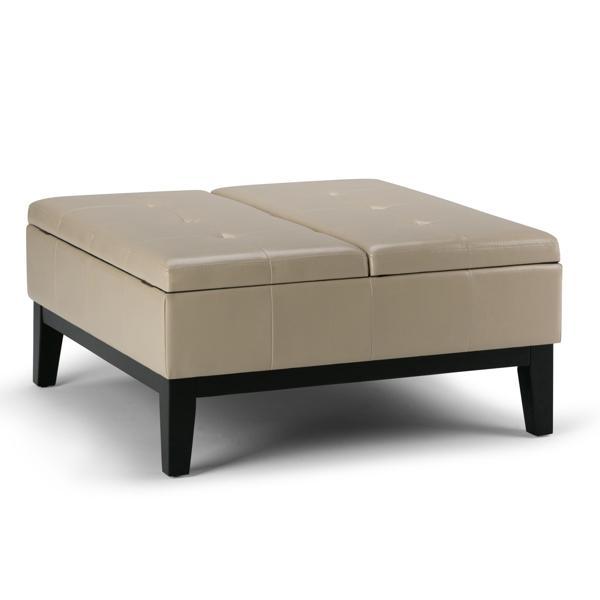 Sylvera 36" Ottoman - Satin Cream Vegan Faux Leather 