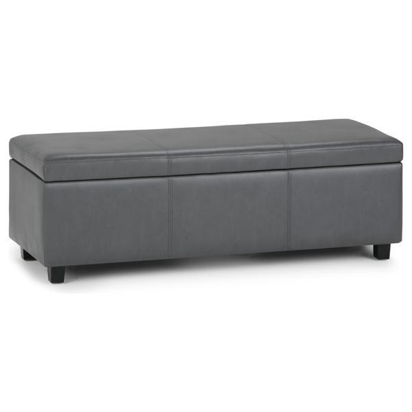 Dune Avalon Storage Ottoman Bench - Stone Grey Vegan Faux Leather 