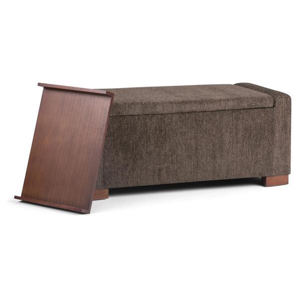 Aurorin Bretton 43" Ottoman - Lift Top Storage - Deep Umber Brown Chenille Fabric 