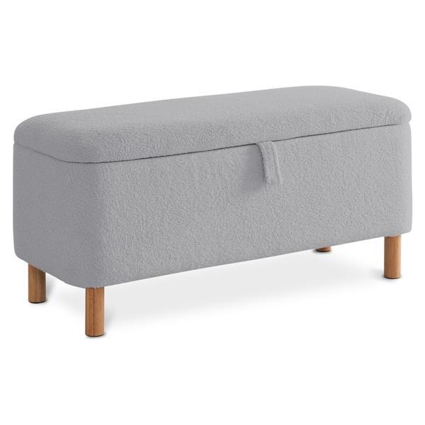 Veridian 39"L x 16"W Storage Ottoman and Entryway Bench - Grey Boucle Upholstery 