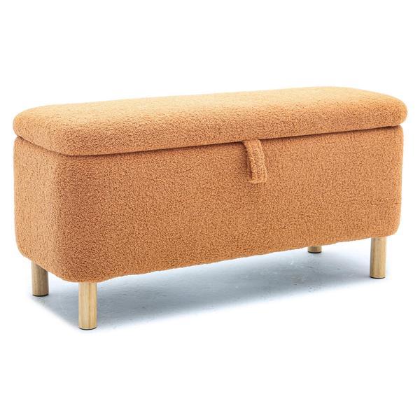 Veridian 39" Ottoman and Entryway Bench - Orange Boucle 
