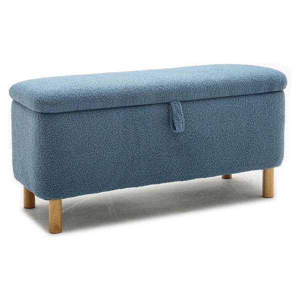 Veridian 39"L x 16"W x 19"H Storage Ottoman and Entryway Bench - Blue Boucle Upholstery 
