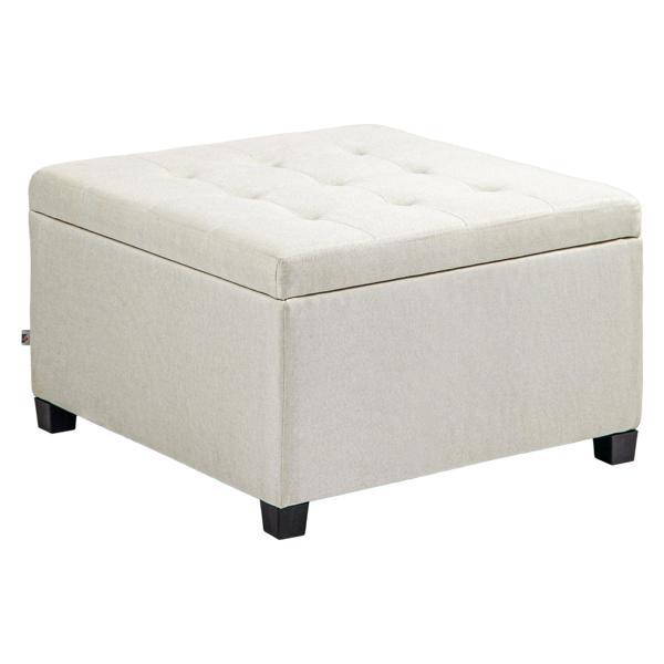 Quincy Ridge Vintage Style 28" Ottoman with Storage - Beige Polyester 