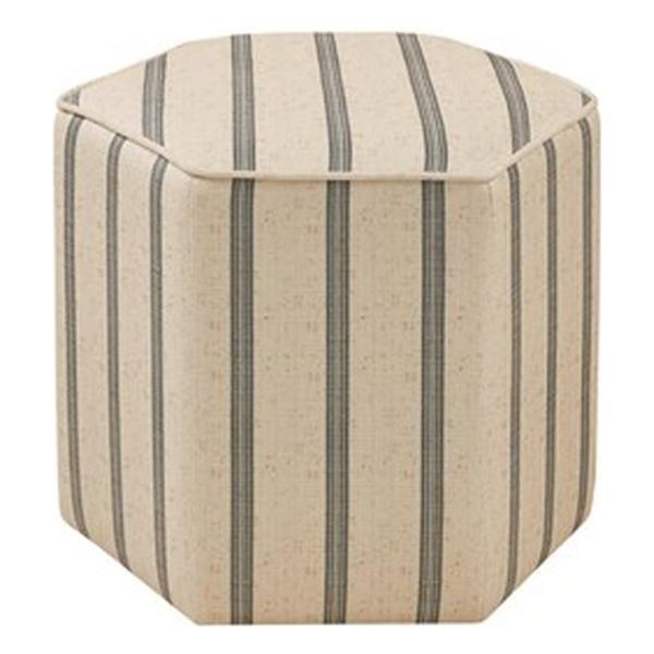 Vynyard Ellen 18" Ottoman - Farmhouse Style - Natural Stripe Upholstery 