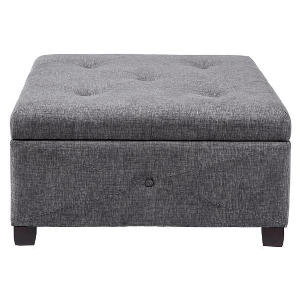 Fjord Aspen Storage Ottoman - Charcoal Polyester 