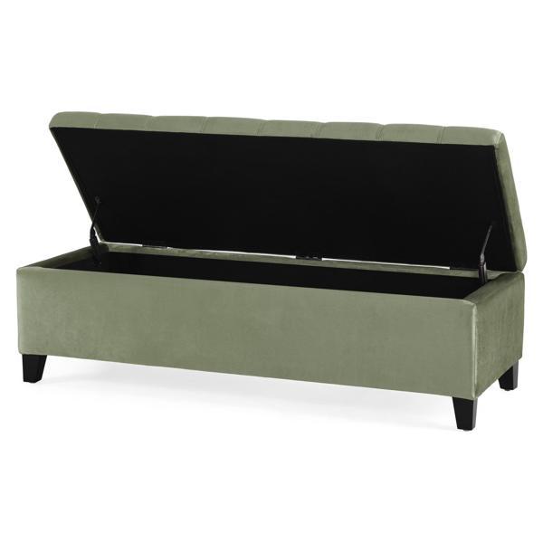Elevare Storage Ottoman - Pale Green Velvet - Lift-Up Top 