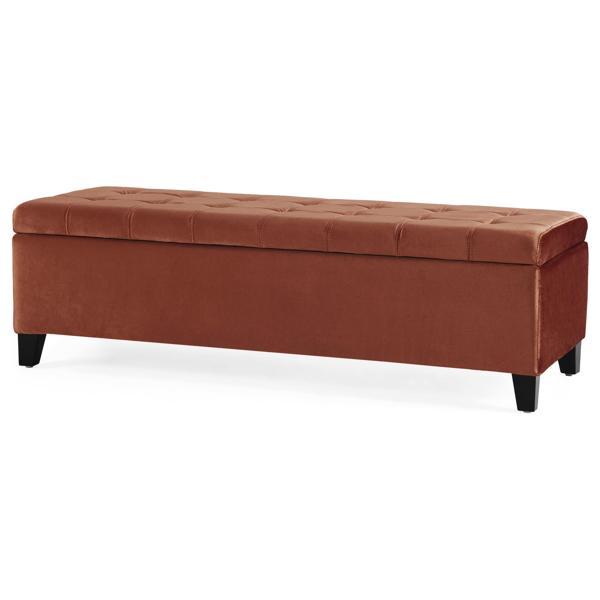 Elevare Storage Ottoman - Velvet - Ochre 
