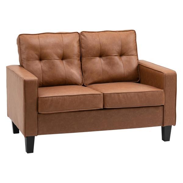 Mystique 52" Loveseat - Tufted Polyurethane Leather - Brown 