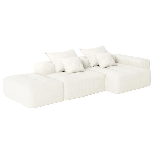 Novaterr Modern 128" Sectional Sofa - Modular Flexibility - Chenille Beige 