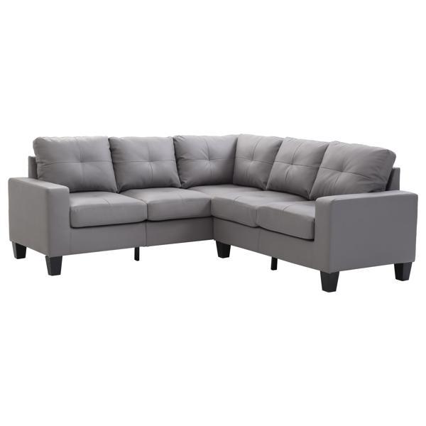 Kalinda 82" Sectional - Gray Polyurethane 