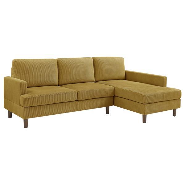 Felixstowe Prado 97" Sectional Sofa and Chaise - Solid Wood - Antique Yellow Corduroy 