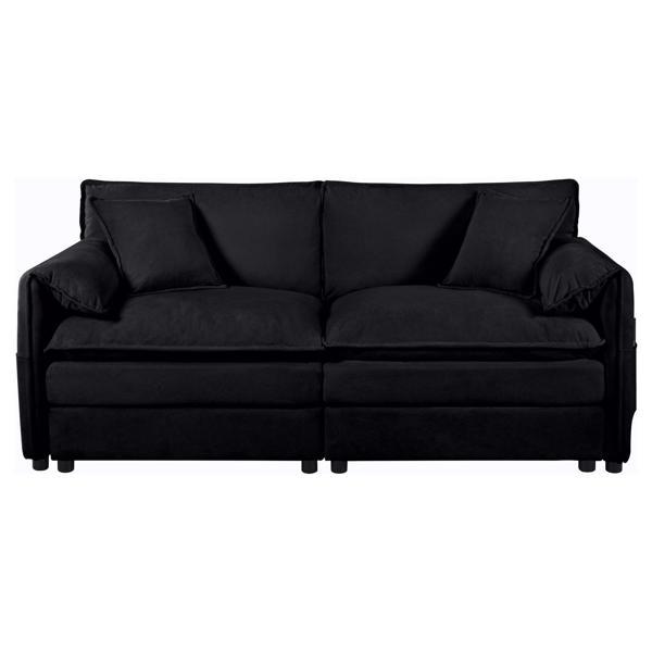 Harmony 76" Loveseat Sofa - Black Chenille - Modern Comfy Deep Seat 