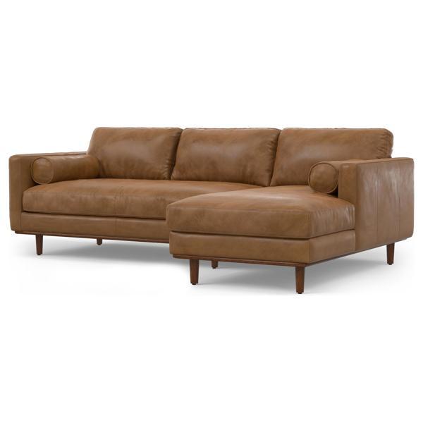 Zuri Morrison 102" Sectional Sofa - Caramel Brown Leather 