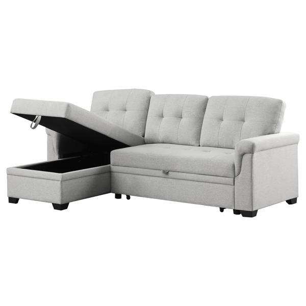 Selario Lucca 84" Sectional Sofa with Storage Chaise - Light Gray Linen 