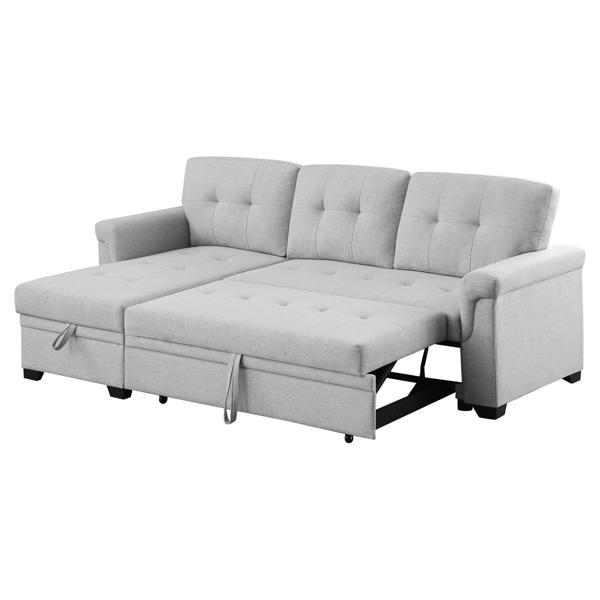 Yondering 84" Sectional Sofa with Storage Chaise - Light Gray Linen 