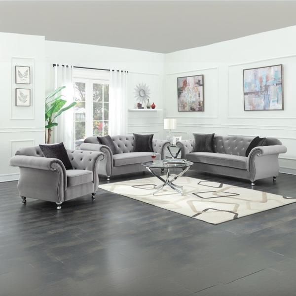 Frostine Rolled Arm Tufted Sofa - Thumbnail 2