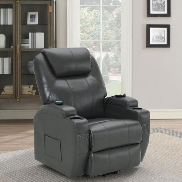 Sanger Upholstered Power Lift Massage Recliner - Thumbnail 2