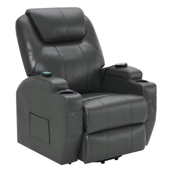 Sanger Upholstered Power Lift Massage Recliner - Thumbnail 5
