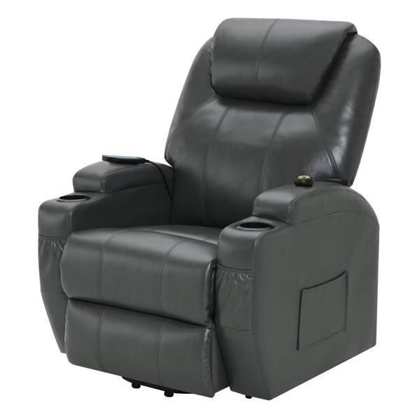 Sanger Upholstered Power Lift Massage Recliner - Thumbnail 4