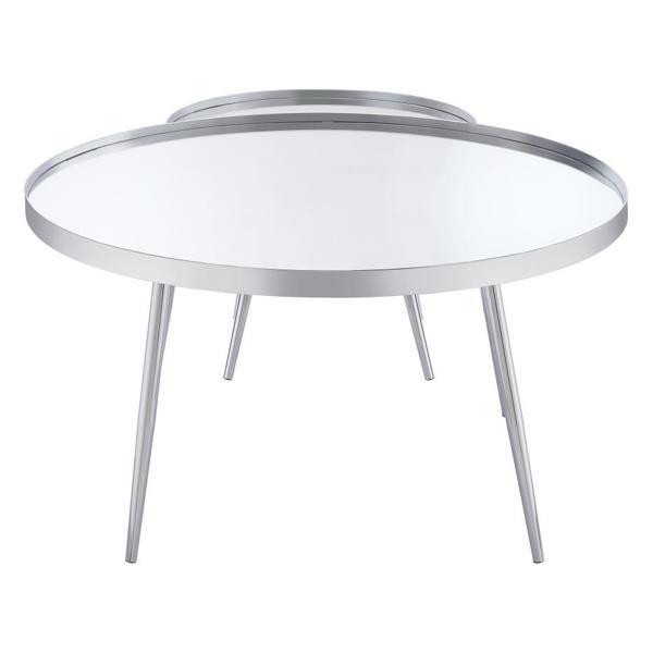 Kaelyn Round Mirror Top Nesting Coffee Table - Thumbnail 5