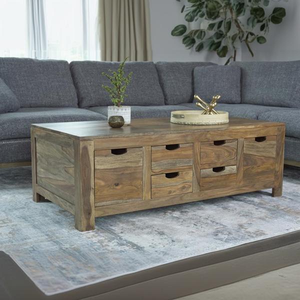 Esther 6-Drawer Solid Wood Coffee Table - Thumbnail 3