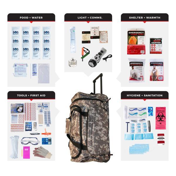 Emergency Survival Kit - 72 Hour - Camo Rolling Bag 