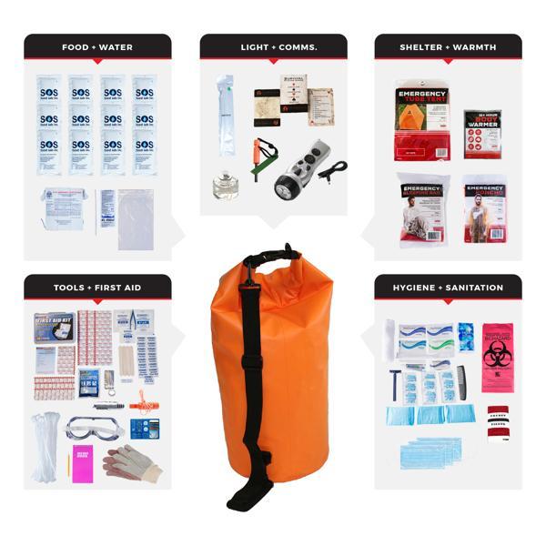 Emergency Survival Kit - Waterproof Dry Bag - 1 Person 