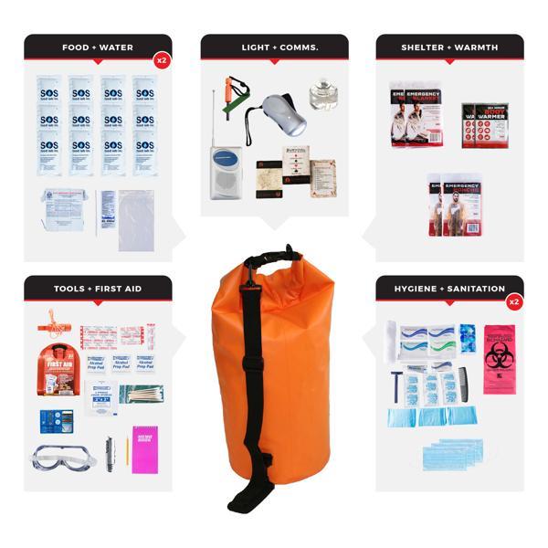 Essential Survival Kit - 2 Person - Waterproof Dry Bag 
