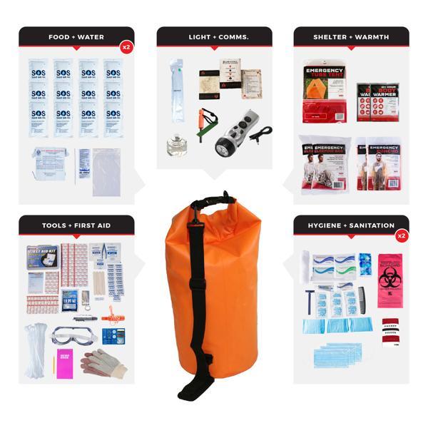Comfort Survival Kit - 2 Person - Waterproof Dry Bag 