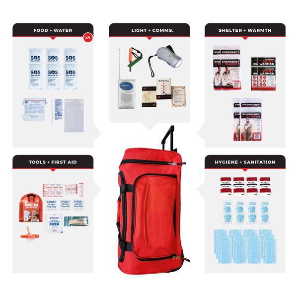 Survival Kit - Rolling Bag - 4 Person 