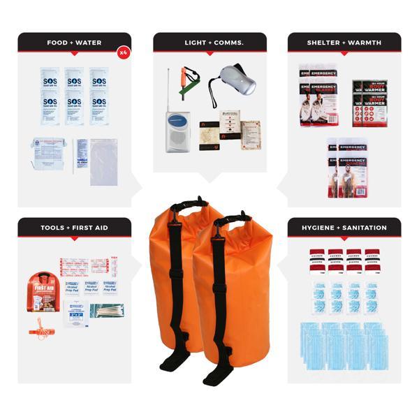 Necessity Survival Kit - 4 Person - Waterproof Dry Bag 