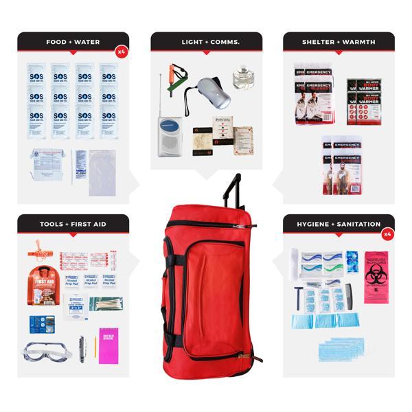 Essential Survival Kit - 4 Person - Rolling Bag 