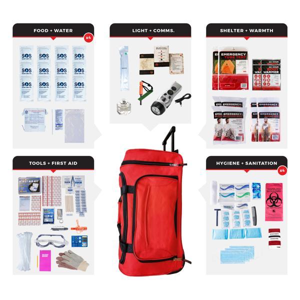 Comfort  Survival Kit - 4 Person - Rolling Bag 