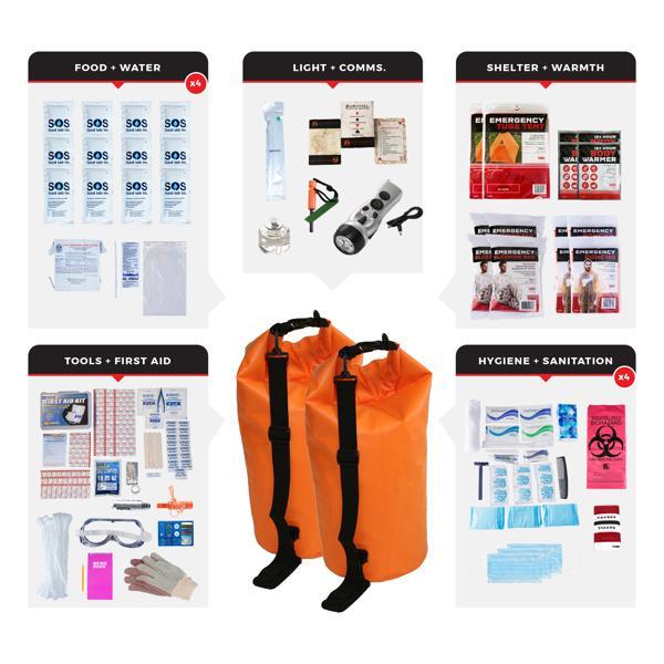 Survival Kit - Comfort - Waterproof Dry Bag - 4 Person 