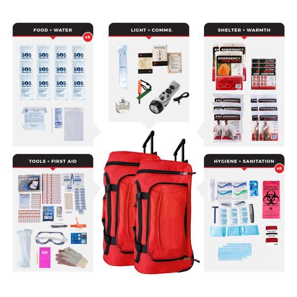 Survival Kit - Comfort - Rolling Bag - 6 Person 