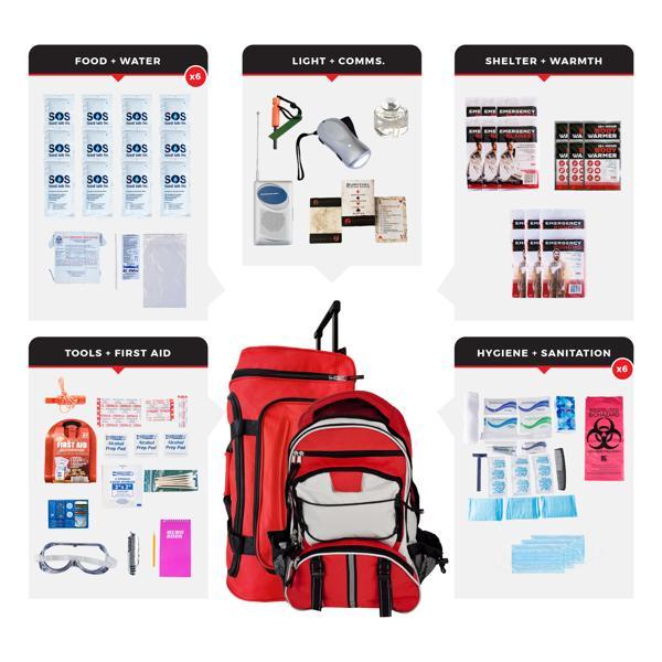 Survival Kit - Rolling Bag - Backpack - 6 Person 