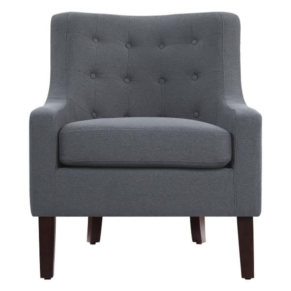 Cairn Accent Chair with Solid Wood Frame - Textured Dark Gray Fabric and Brown Finish Legs 