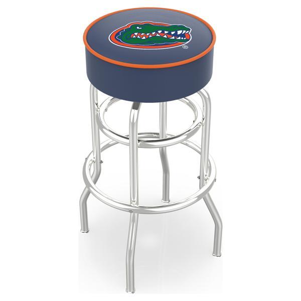 University of Florida 25" Retro Backless Swivel Counter Stool - Chrome Double Rung Base - Commercial Grade Marine Vinyl 