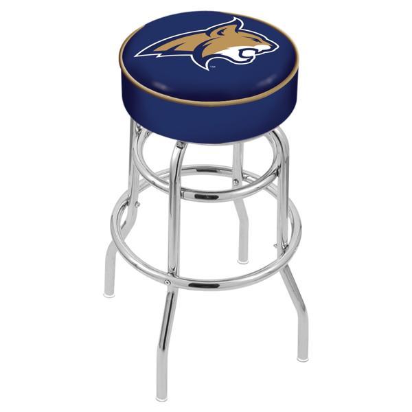 Montana State University 25" Retro Backless Swivel Counter Stool - Chrome Double Rung Base - Commercial Grade Marine Vinyl 