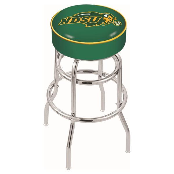 North Dakota State University 25" Retro Backless Swivel Counter Stool - Chrome Double Rung Base - Commercial Grade Marine Vinyl - Logo 2 