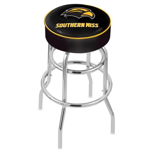University of Southern Mississippi 25" Retro Backless Swivel Counter Stool - Chrome Double Rung Base - Commercial Grade Marine Vinyl 
