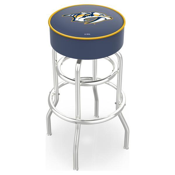 Nashville Predators 25" Retro Backless Swivel Counter Stool - Chrome Double Rung Base - Commercial Grade Marine Vinyl 