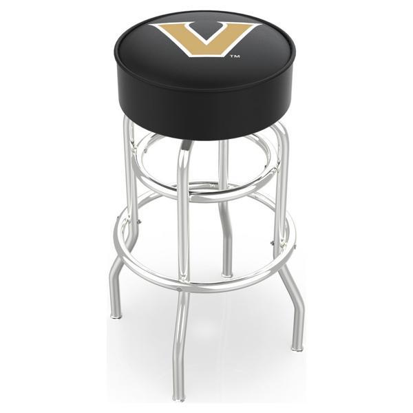 Vanderbilt University 30" Retro Backless Swivel Bar Stool - Chrome Double Rung Base - Commercial Grade Marine Vinyl 