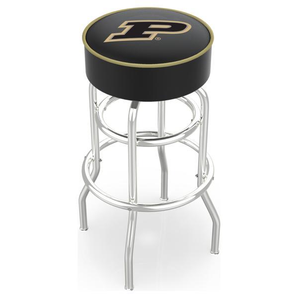 Purdue 30" Retro Backless Swivel Bar Stool - Chrome Double Rung Base - Commercial Grade Marine Vinyl 