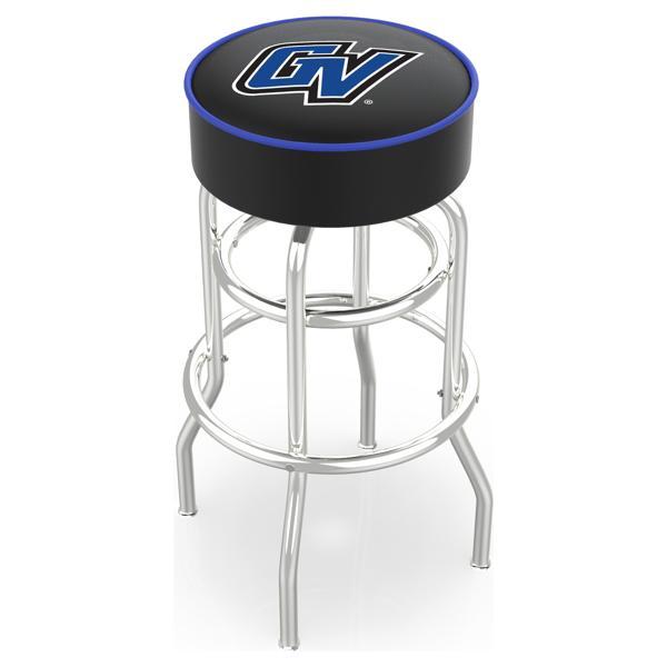Grand Valley State University 30" Retro Backless Swivel Bar Stool - Chrome Double Rung Base - Commercial Grade Marine Vinyl 